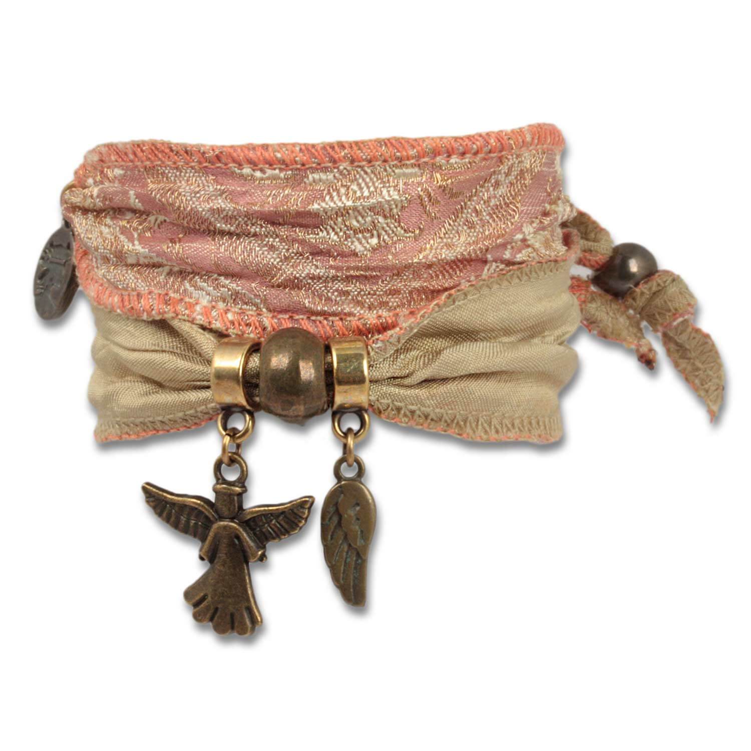 Marsala Sand - Wings of Hope bracelet from indian saris
