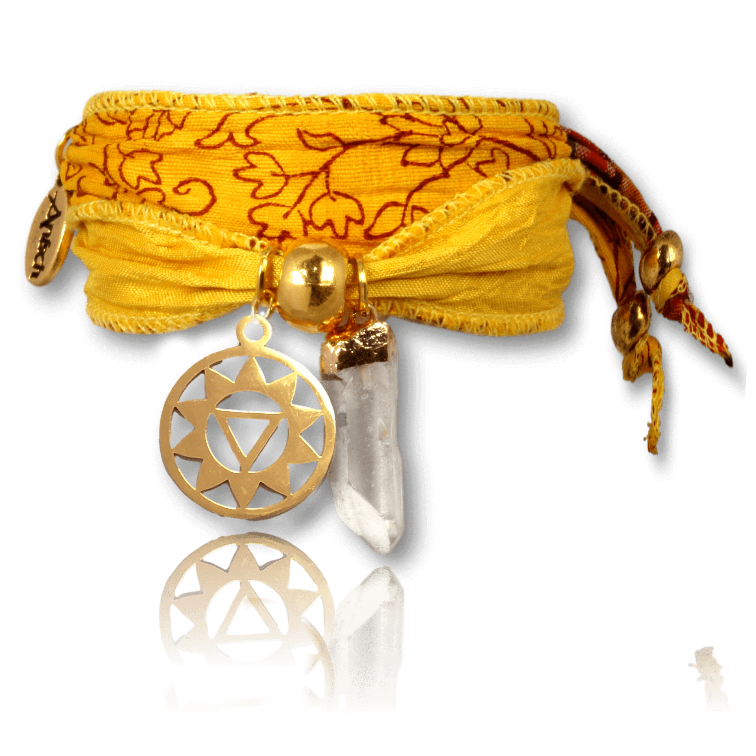 Manipura gold plated with rock crystal hexagon - solar plexus bracelet for self-worth & personality