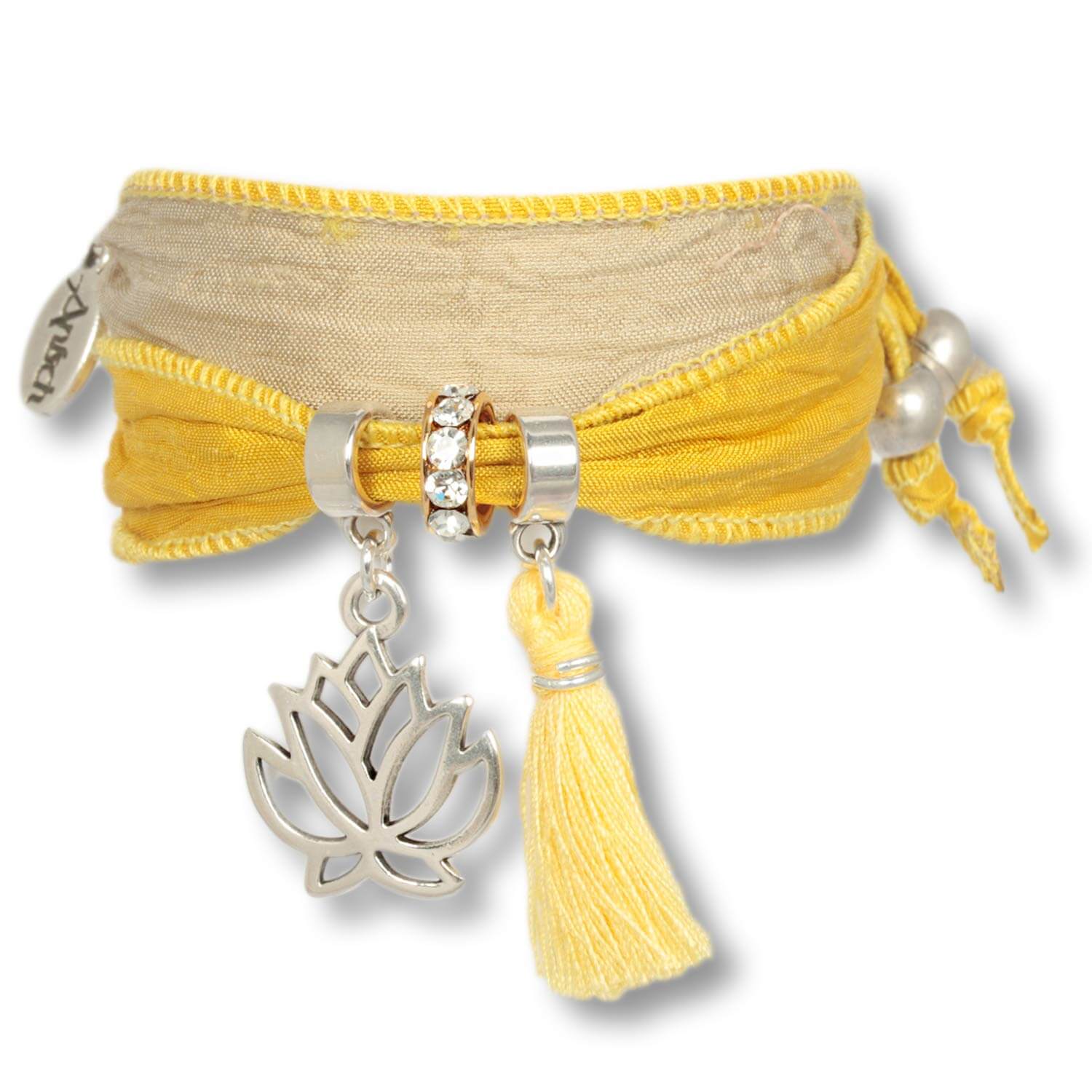 Light Yellow - Lotus Purity Armband aus indischen Saris