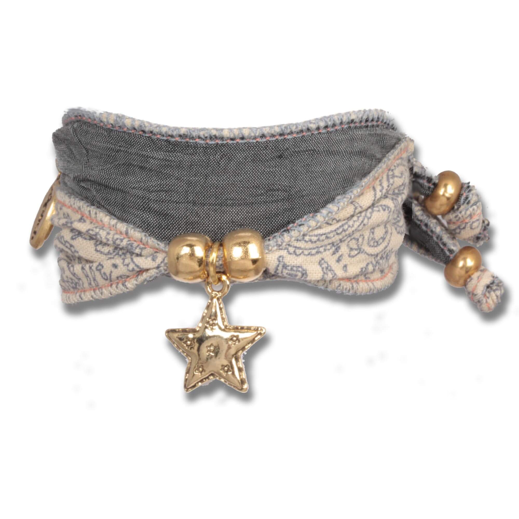 Paisley Cream Starseed - Vintage bracelet from Indian sari fabrics