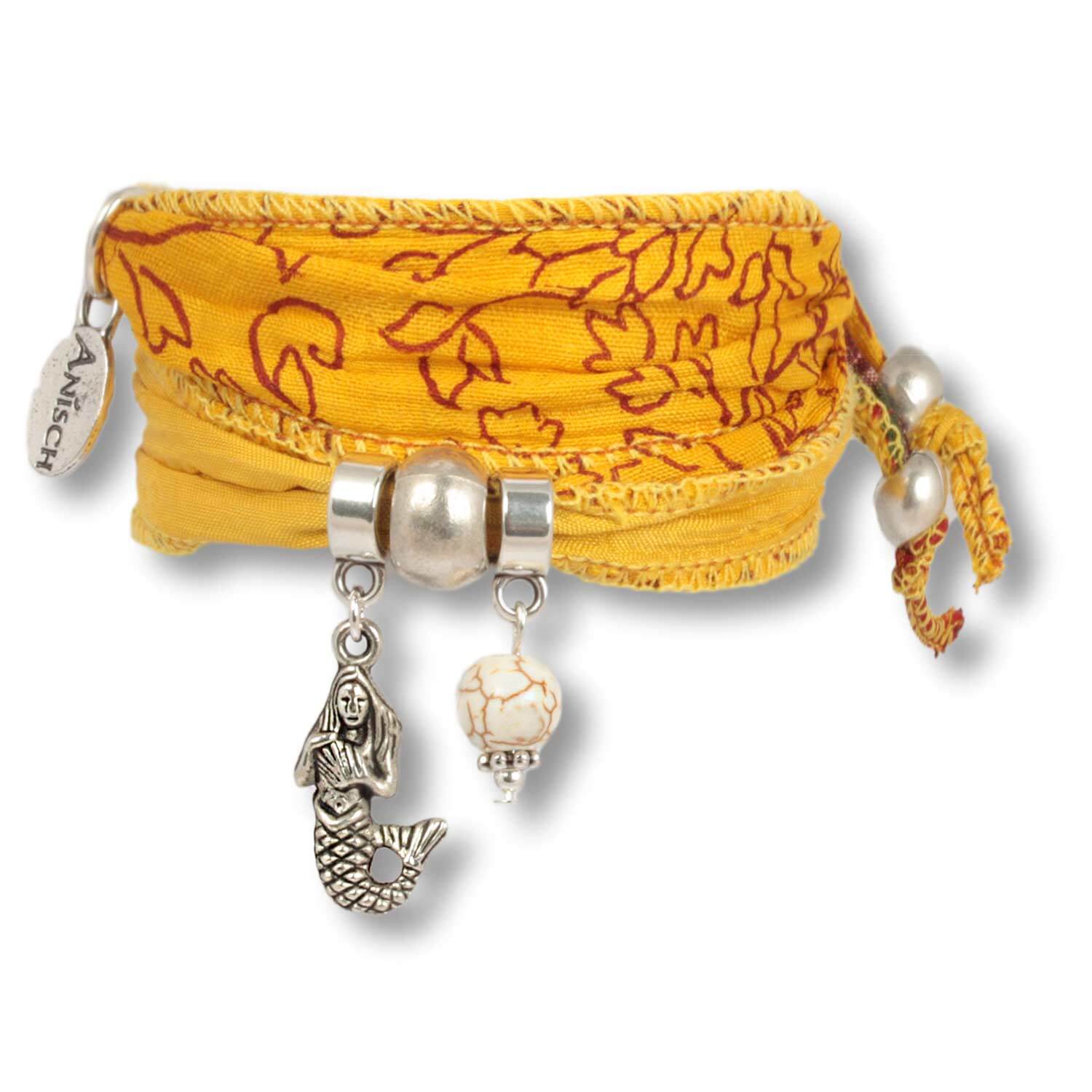 Sea Bay - Ocean Daughters lucky bracelet from indian saris with Howlith